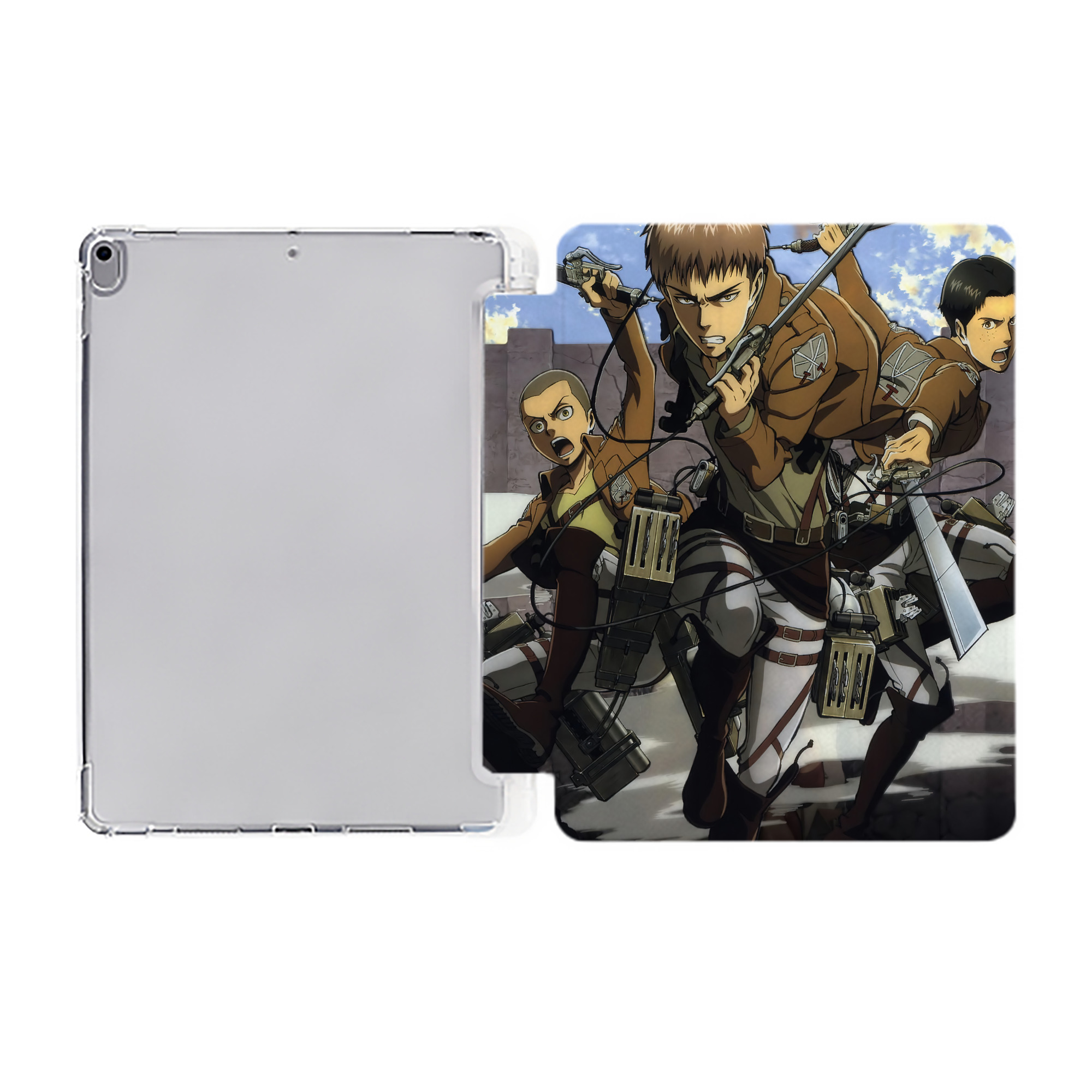 （画像用） 進撃の巨人 Attack on Titan IPad ケース ペン収納付き 三つ折りスタンド PUレザー×シリコン 対応機種9.5/10.5/10.9インチ